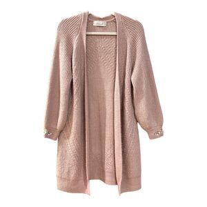 CHICWISH Knit Dusty Rose Open Front Cardigan